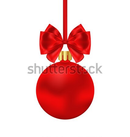 Christmas Red Ball with Satin Bow Ribbon Isolated Stock photo © smeagorl