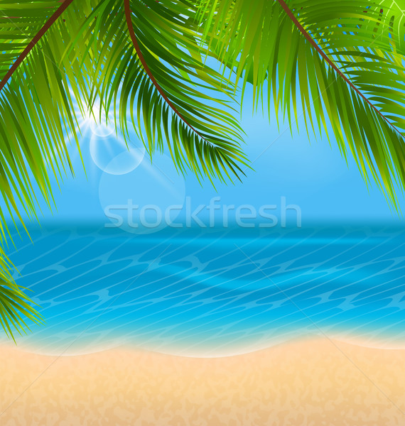 Naturale foglie di palma spiaggia illustrazione modello poster Foto d'archivio © smeagorl