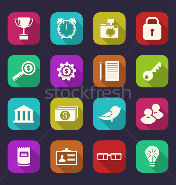 Set flat icons of business, office and financial items, style wi Stock photo © smeagorl