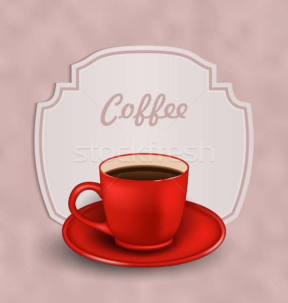 Vintage Background with Cup of Coffee and Label Menu Stock photo © smeagorl