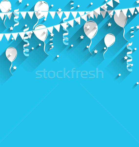 Happy birthday background with balloons, stars and pennants Stock photo © smeagorl