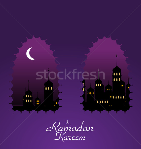 Ramadan silhouette moschea illustrazione abstract design Foto d'archivio © smeagorl