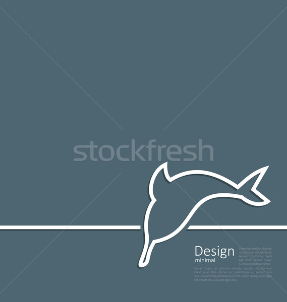 Stock fotó: Logo · delfin · minimális · stílus · vonal · illusztráció
