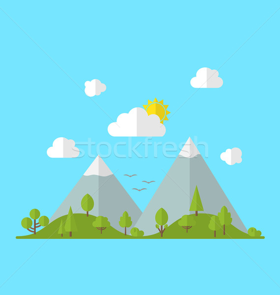 Landscape woods valley hill forest land scene view background Stock photo © smeagorl