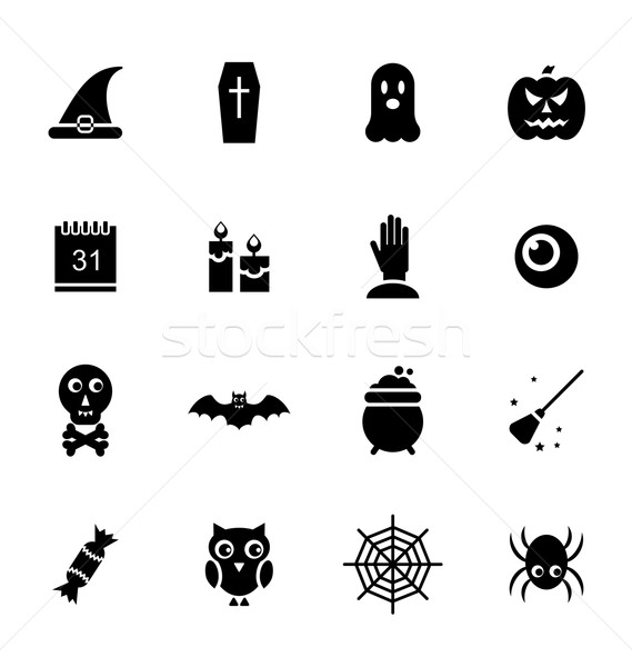 Halloween Traditional Icons, Black Silhouettes Stock photo © smeagorl