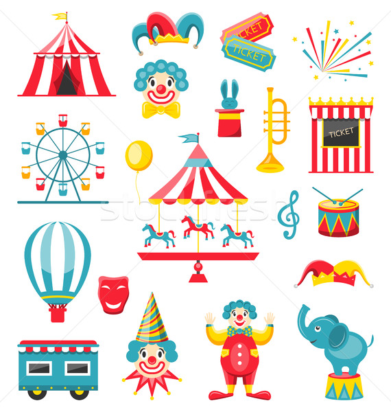 Circus and Carnival Icons Isolated on White Background Stock photo © smeagorl