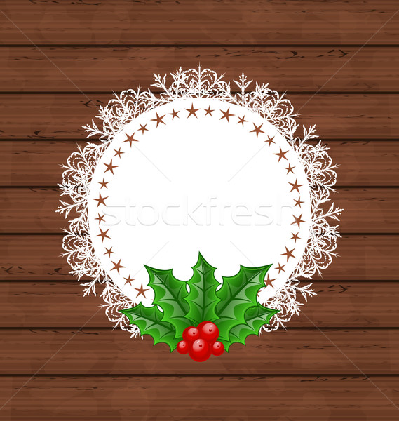 Christmas greeting card with holly berry Stock photo © smeagorl