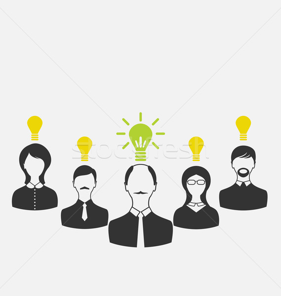 Concept of leadership and new idea. Business people with light b Stock photo © smeagorl