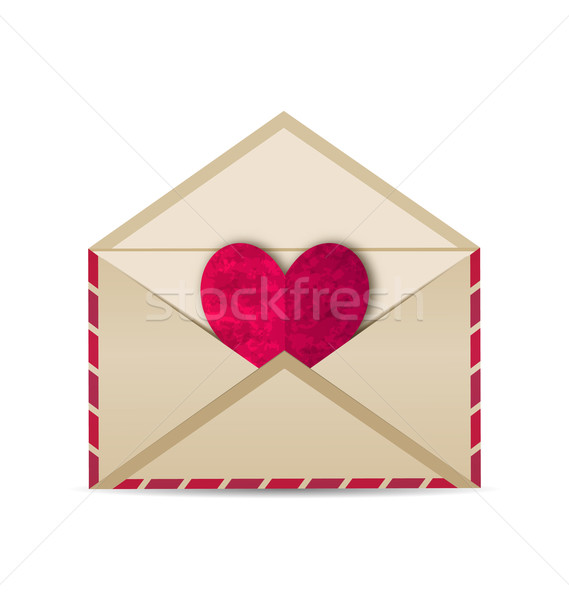 Open vintage envelope with paper grunge heart Stock photo © smeagorl