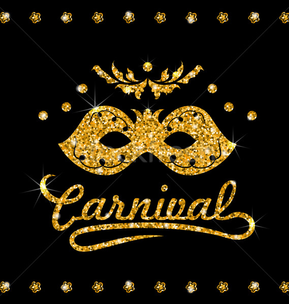 Shimmering Carnival Mask with Golden Dust on Dark Background Stock photo © smeagorl