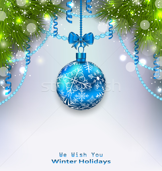 Christmas Glass Ball, Fir Branches, Streamer Stock photo © smeagorl