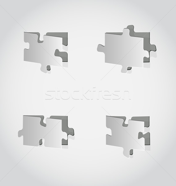 Cut out set puzzle pieces, grey paper Stock photo © smeagorl