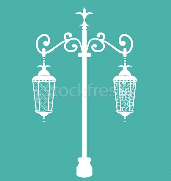 Vintage forging ornate streetlamps isolated Stock photo © smeagorl