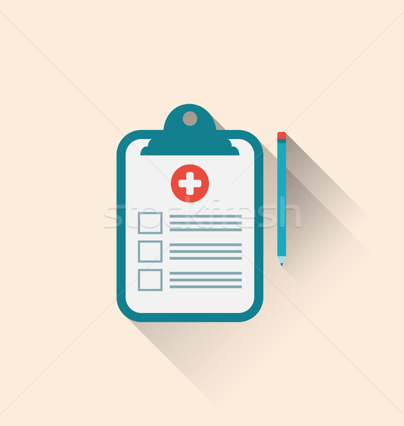 Medical record clipboard and pencil with long shadows Stock photo © smeagorl