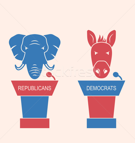 Debatte Illustration Esel Elefanten Symbole Abstimmung Stock foto © smeagorl