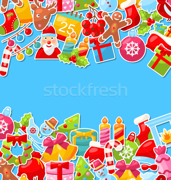 Merry Christmas Celebration Card with Traditional Elements Stock photo © smeagorl