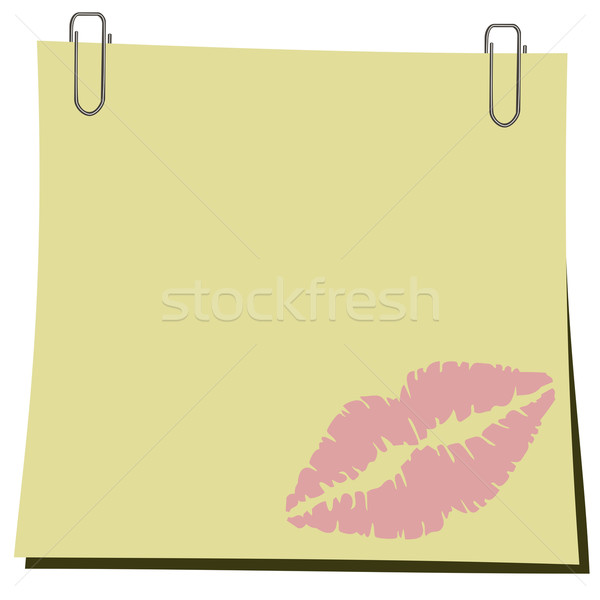 Realistic illustration stick and paper clip with trace from lips Stock photo © smeagorl