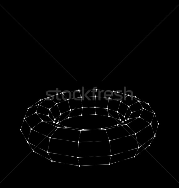 Wireframe 3D Torus with Bright Light Dots Stock photo © smeagorl