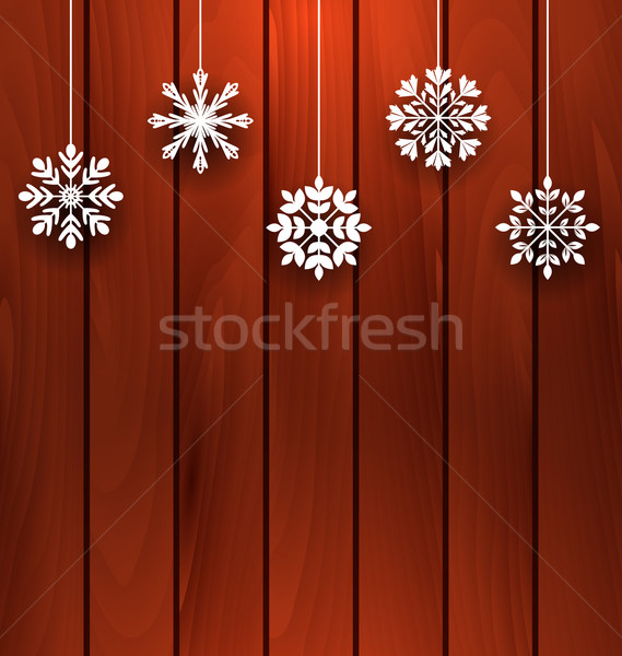 Houten variatie sneeuwvlokken illustratie vrolijk christmas Stockfoto © smeagorl