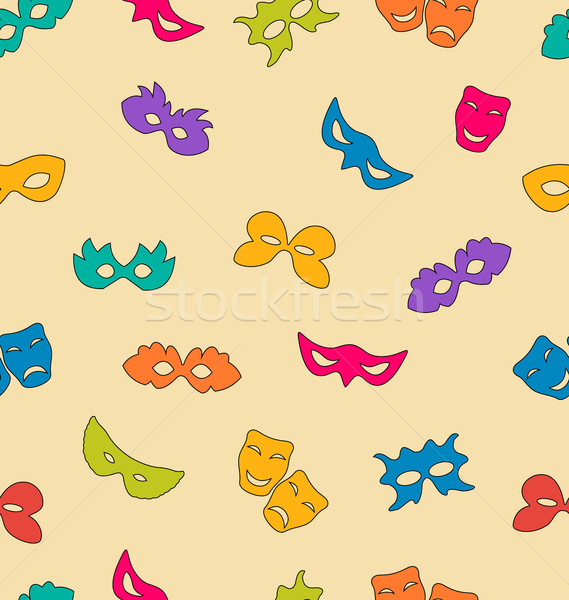 Stock photo: Colorful carnival masks seamless pattern