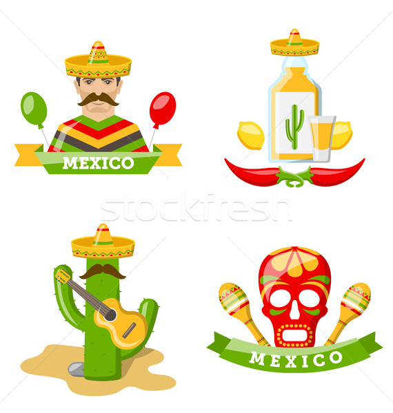 Set of Mexico Icons Isolated on White Background Stock photo © smeagorl