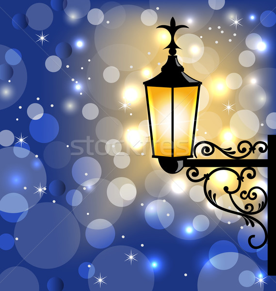 Vintage street lamp, dark winter background Stock photo © smeagorl