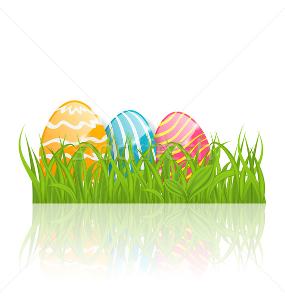 Easter background with paschal ornamental eggs Stock photo © smeagorl