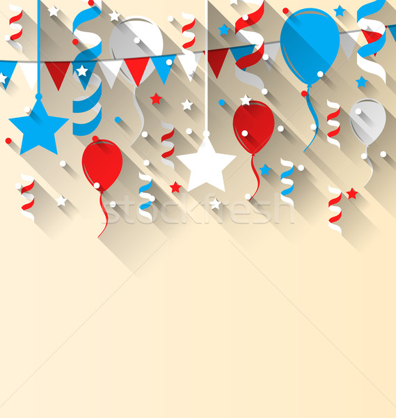 American patriotic background with balloons, streamer, stars and Stock photo © smeagorl