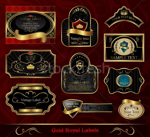 set black gold-framed label Stock photo © smeagorl