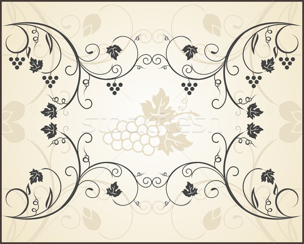 Retro Gravur Weinrebe Illustration floral Rahmen Stock foto © smeagorl