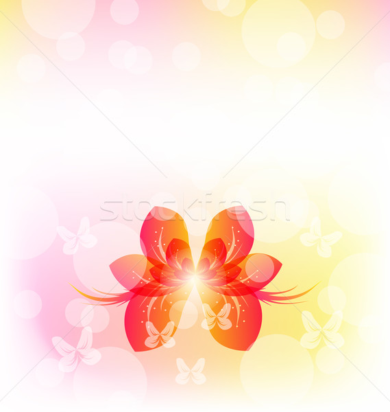 Elegant invitation with red transparent butterfly and copy space Stock photo © smeagorl