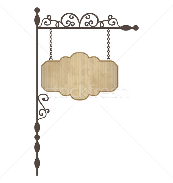 Wooden noticeboard with floral forged elements Stock photo © smeagorl