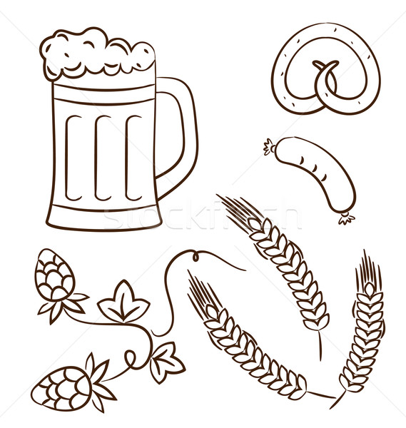 Octoberfest cartoon design elements (2), hand drawn style Stock photo © smeagorl