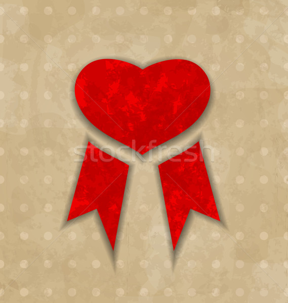 Premio nastro cuore san valentino vintage design Foto d'archivio © smeagorl