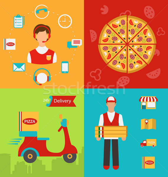 Set Banners with Pizza Delivery Stock photo © smeagorl