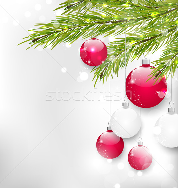 Christmas Glitter Card with Fir Branches Stock photo © smeagorl