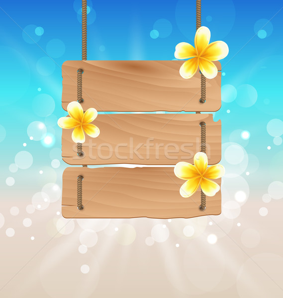 Opknoping houten tropische bloemen illustratie bloem Stockfoto © smeagorl