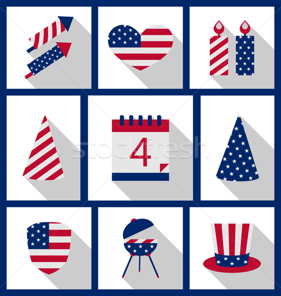 Icons Set USA Flag Color Independence Day 4th of July Stock photo © smeagorl