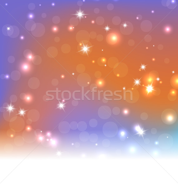 Bright Blue Orange Abstract Christmas Background With White Snowflakes Stock photo © smeagorl