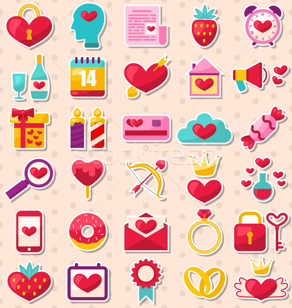Modern Flat Design Icons for Happy Valentin's Day, Collection Ho Stock photo © smeagorl