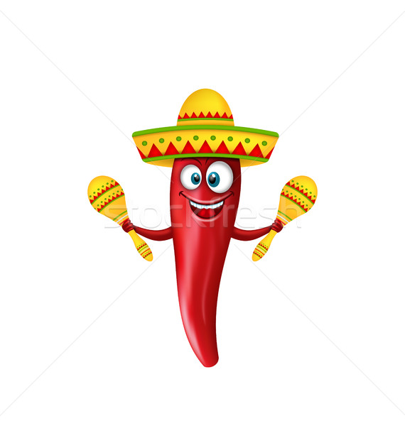 Festive Smiling Chili Pepper with Maracas Stock photo © smeagorl