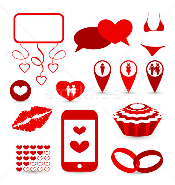 Set infographic elements for valentine or wedding presentation  Stock photo © smeagorl
