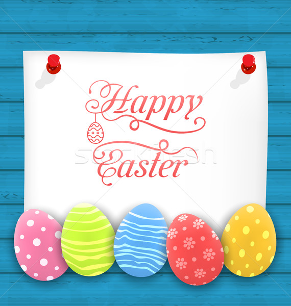 Greeting Paper Card with Easter Ornamental Eggs Stock photo © smeagorl