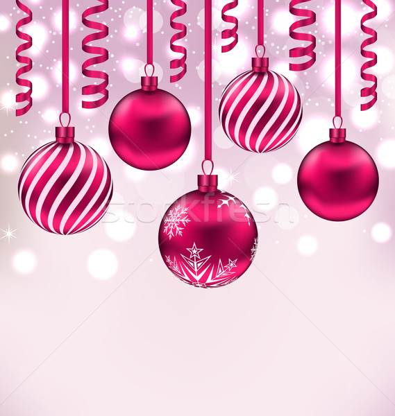 Christmas shimmering background with balls and streamer Stock photo © smeagorl
