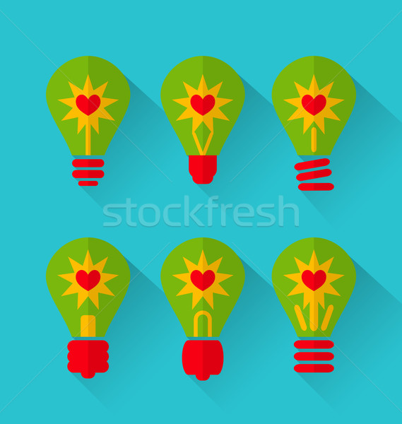 Trendy flat icons for Valentines Day, style with long shadows Stock photo © smeagorl