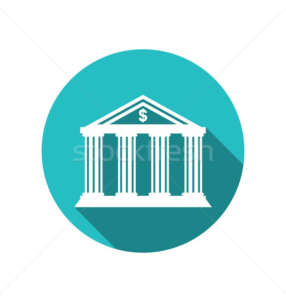 Bank building in the style of a classical Greek temple, flat ico Stock photo © smeagorl