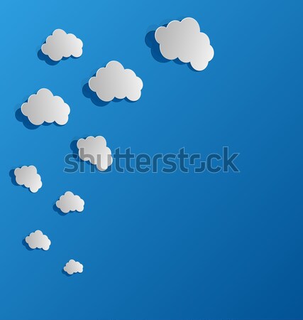 Set cut out paper clouds, speech bubbles  Stock photo © smeagorl