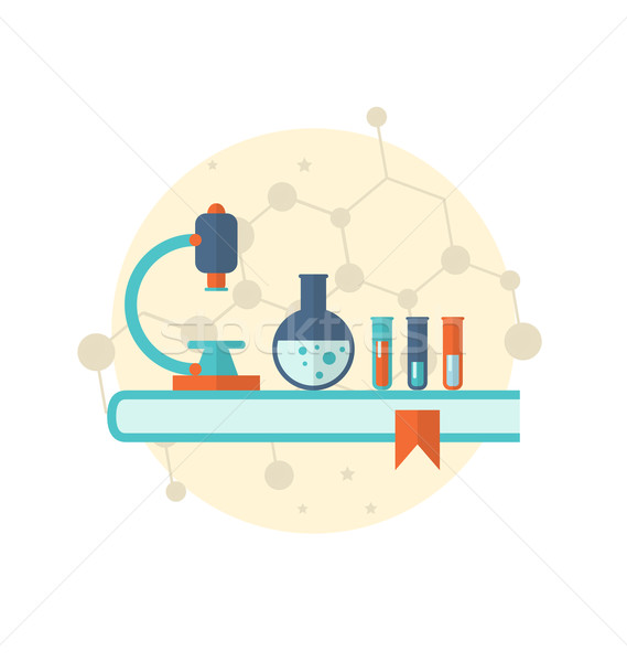Flat icon of objects chemical laboratory Stock photo © smeagorl
