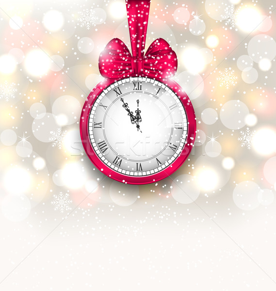 Новый год полночь часы иллюстрация лук Сток-фото © smeagorl