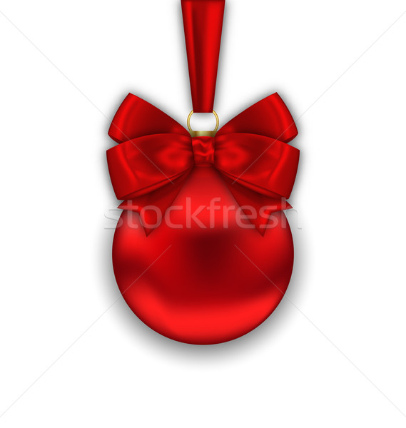 Realistisch christmas Rood bal satijn boeg Stockfoto © smeagorl